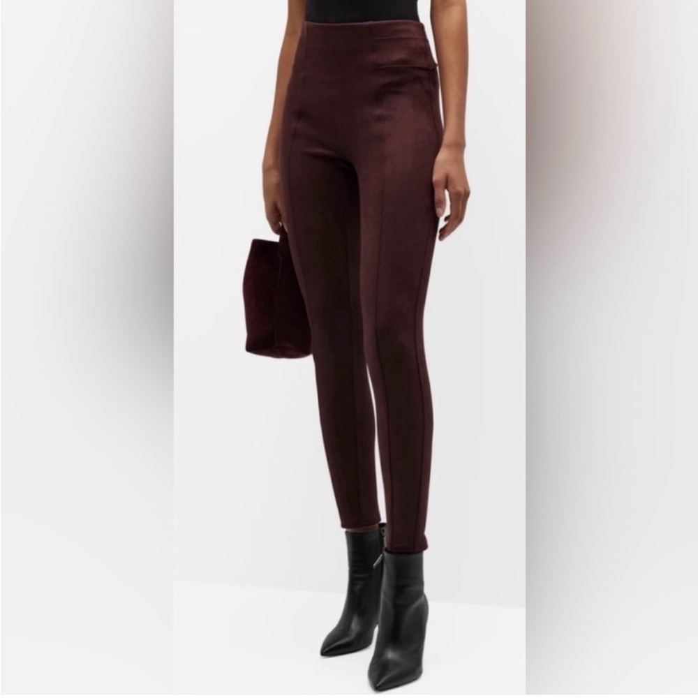 SPANX Dark Terracotta Faux Suede Leggings Sz L